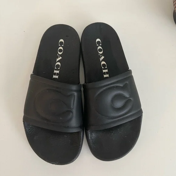 Coach Ulla Black Slides Pool Sandals - Picture 1 of 4